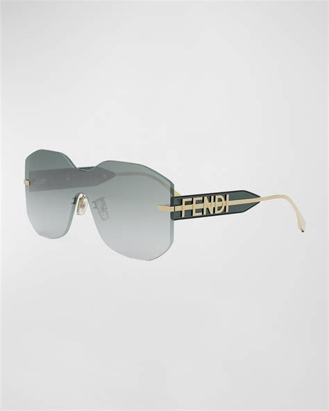 fendi geometric sunglasses|Fendi Fendigraphy Rimless Geometric Nylon & Metal Shield Sunglasses .